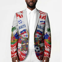 Custom Haiti Football Champions Blazer Haitian Soccer Fan - Tanbou Drums Tropical Flowers