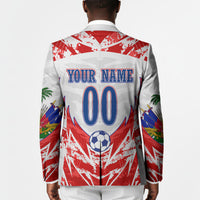 Custom Haiti Football Champions Blazer Haitian Soccer Fan - Tanbou Drums Tropical Flowers