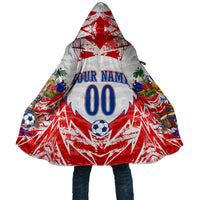 Custom Haiti Football Champions Cloak Haitian Soccer Fan - Tanbou Drums Tropical Flowers