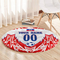 Custom Haiti Football Champions Round Carpet Haitian Soccer Fan - Tanbou Drums Tropical Flowers