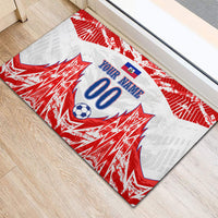 Custom Haiti Football Champions Rubber Doormat Haitian Soccer Fan - Tanbou Drums Tropical Flowers