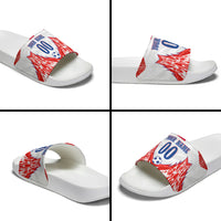 Custom Haiti Football Champions Slide Sandals Haitian Soccer Fan - Tanbou Drums Tropical Flowers