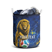 Personalized Sweden Football Lion Laundry Basket Electric Lightning Mascot