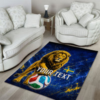 Personalized Sweden Football Lion Area Rug Electric Lightning Mascot