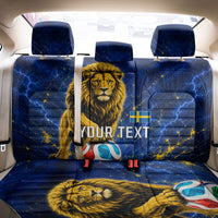 Personalized Sweden Football Lion Back Car Seat Cover Electric Lightning Mascot
