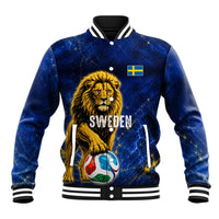 Personalized Sweden Football Lion Baseball Jacket Electric Lightning Mascot