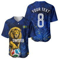 Personalized Sweden Football Lion Baseball Jersey Electric Lightning Mascot