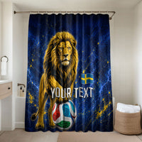 Personalized Sweden Football Lion Bathroom Set Electric Lightning Mascot