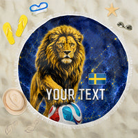 Personalized Sweden Football Lion Beach Blanket Electric Lightning Mascot