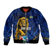 Personalized Sweden Football Lion Bomber Jacket Electric Lightning Mascot