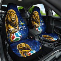 Personalized Sweden Football Lion Car Seat Cover Electric Lightning Mascot