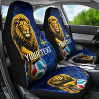 Personalized Sweden Football Lion Car Seat Cover Electric Lightning Mascot