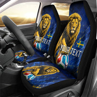 Personalized Sweden Football Lion Car Seat Cover Electric Lightning Mascot
