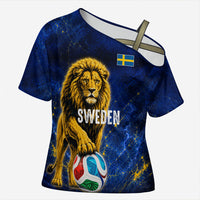 Personalized Sweden Football Lion Cross Shoulder Shirt Electric Lightning Mascot