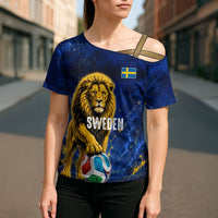Personalized Sweden Football Lion Cross Shoulder Shirt Electric Lightning Mascot