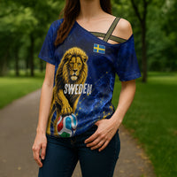 Personalized Sweden Football Lion Cross Shoulder Shirt Electric Lightning Mascot