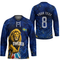 Personalized Sweden Football Lion Hockey Jersey Electric Lightning Mascot