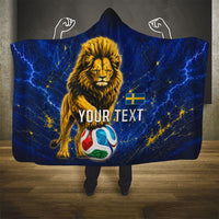 Personalized Sweden Football Lion Hooded Blanket Electric Lightning Mascot