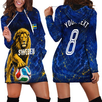 Personalized Sweden Football Lion Hoodie Dress Electric Lightning Mascot