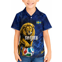 Personalized Sweden Football Lion Kid Hawaiian Shirt Electric Lightning Mascot