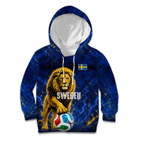 Personalized Sweden Football Lion Kid Hoodie Electric Lightning Mascot