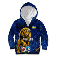 Personalized Sweden Football Lion Kid Hoodie Electric Lightning Mascot