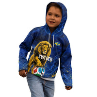 Personalized Sweden Football Lion Kid Hoodie Electric Lightning Mascot