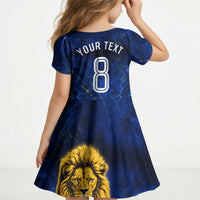 Personalized Sweden Football Lion Kid Short Sleeve Dress Electric Lightning Mascot
