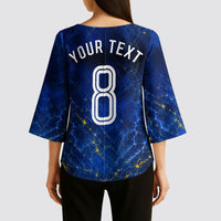 Personalized Sweden Football Lion Kimono Sleeve Blouse Electric Lightning Mascot