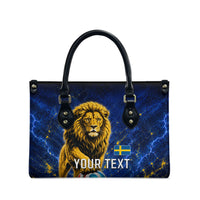 Personalized Sweden Football Lion Leather Bag Electric Lightning Mascot
