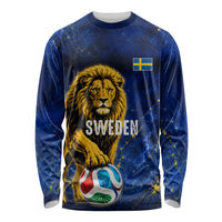 Personalized Sweden Football Lion Long Sleeve Shirt Electric Lightning Mascot
