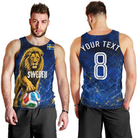 Personalized Sweden Football Lion Men Tank Top Electric Lightning Mascot