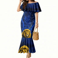 Personalized Sweden Football Lion Mermaid Dress Electric Lightning Mascot
