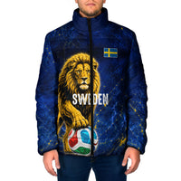 Personalized Sweden Football Lion Padded Jacket Electric Lightning Mascot