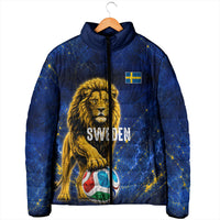Personalized Sweden Football Lion Padded Jacket Electric Lightning Mascot