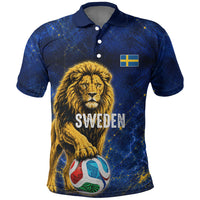 Personalized Sweden Football Lion Polo Shirt Electric Lightning Mascot