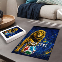Personalized Sweden Football Lion Puzzle Electric Lightning Mascot