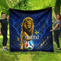 Personalized Sweden Football Lion Quilt Electric Lightning Mascot