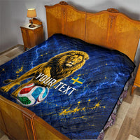 Personalized Sweden Football Lion Quilt Electric Lightning Mascot