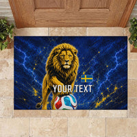Personalized Sweden Football Lion Rubber Doormat Electric Lightning Mascot