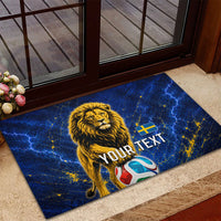 Personalized Sweden Football Lion Rubber Doormat Electric Lightning Mascot