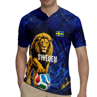 Personalized Sweden Football Lion Rugby Jersey Electric Lightning Mascot