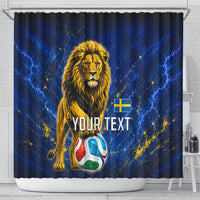 Personalized Sweden Football Lion Shower Curtain Electric Lightning Mascot