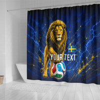 Personalized Sweden Football Lion Shower Curtain Electric Lightning Mascot