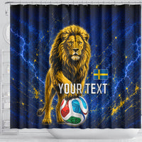 Personalized Sweden Football Lion Shower Curtain Electric Lightning Mascot