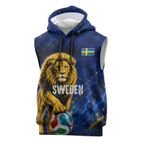 Personalized Sweden Football Lion Sleeveless Hoodie Electric Lightning Mascot