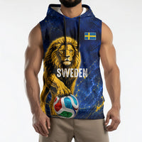Personalized Sweden Football Lion Sleeveless Hoodie Electric Lightning Mascot