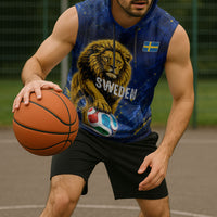 Personalized Sweden Football Lion Sleeveless Hoodie Electric Lightning Mascot