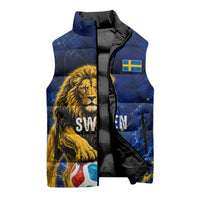 Personalized Sweden Football Lion Sleeveless Puffer Jacket Electric Lightning Mascot