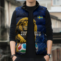 Personalized Sweden Football Lion Sleeveless Puffer Jacket Electric Lightning Mascot